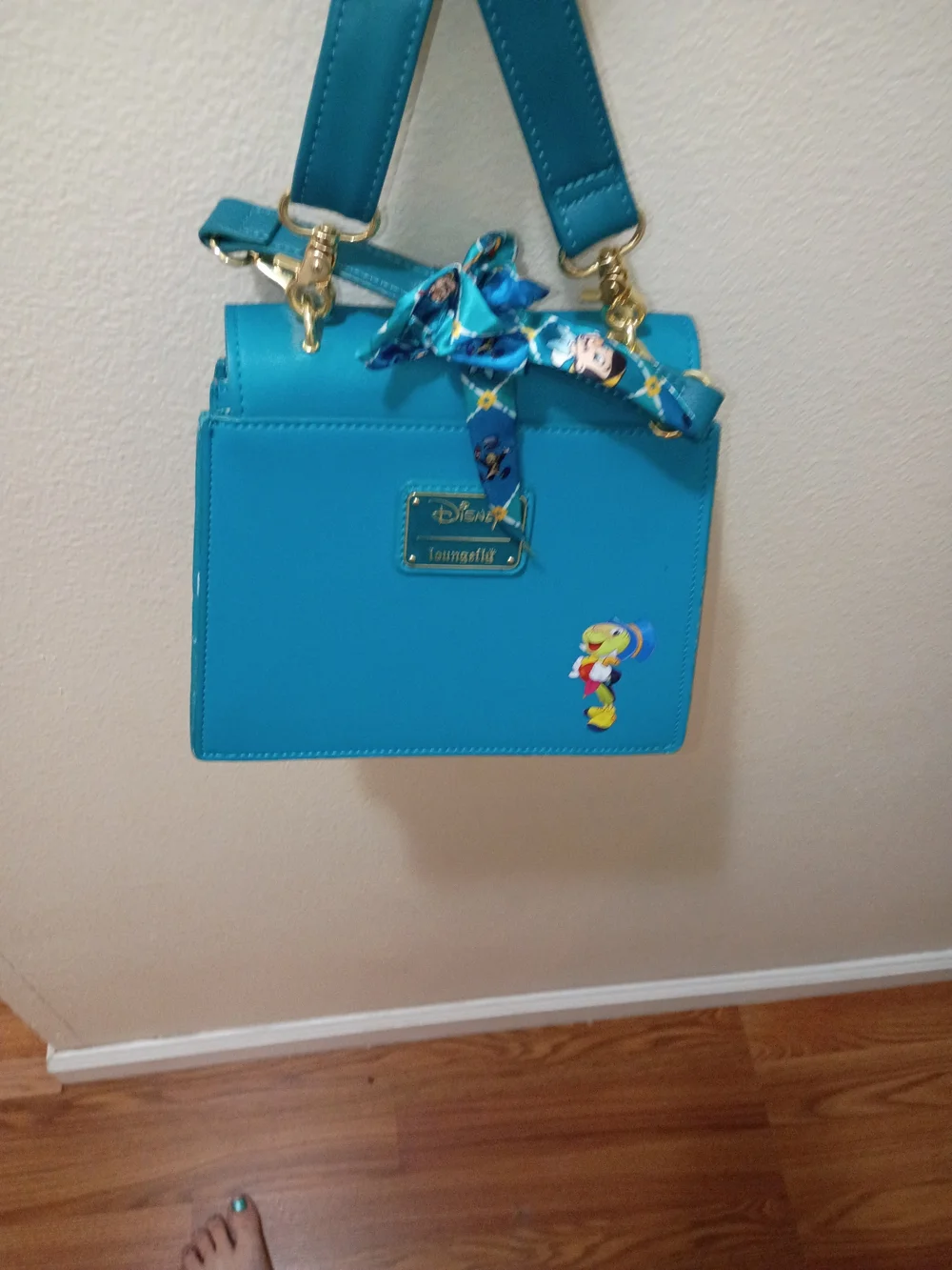 Disney Loungefly Teal Crossbody Purse with Floral & Character Artwork Pinnochi
